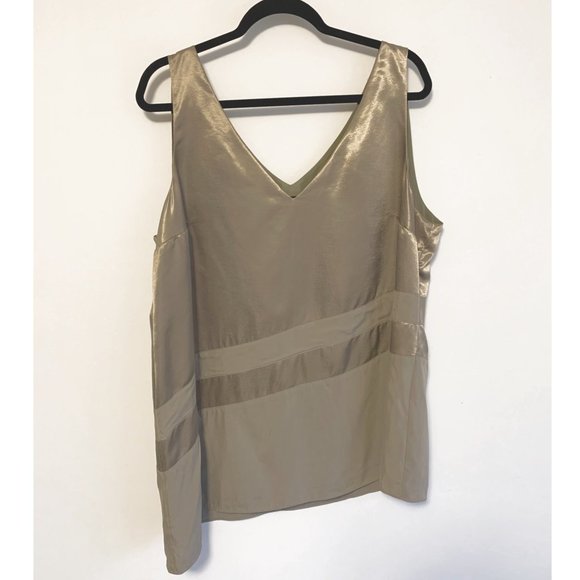 Banana Republic Asymmetrical Hem Tunic Blouse Tan - Picture 2 of 5